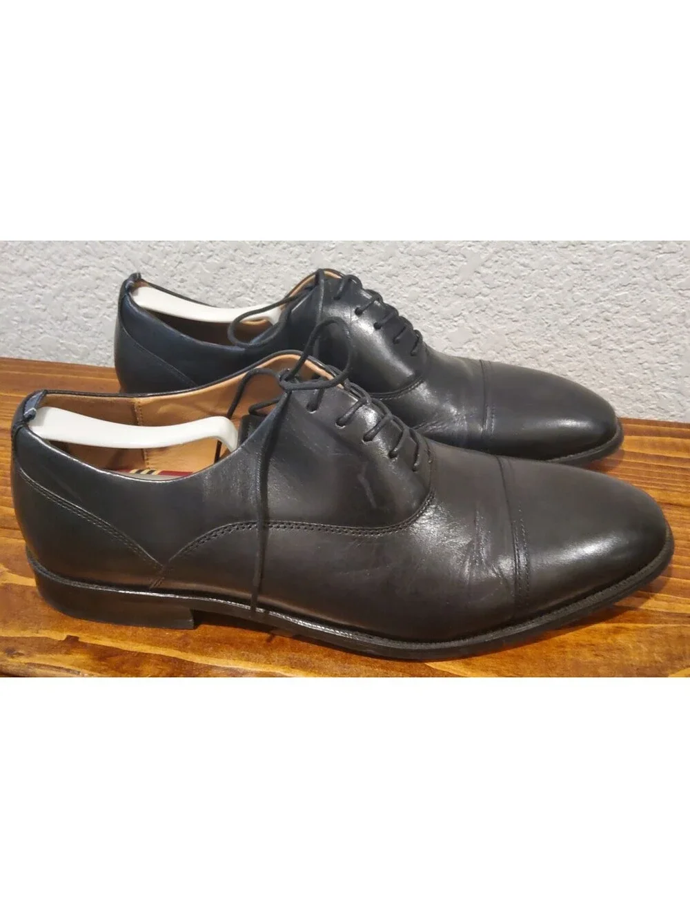Brooks Brothers Mens Black Leather Cap Toe Oxford Dress Shoes 11 D Made in USA